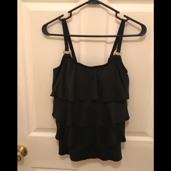 EN LA black tiered spaghetti strap top size 12 - Picture 1 of 7